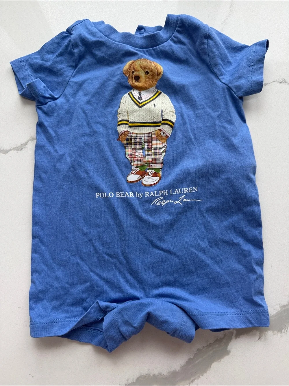 Ralph Lauren Baby Navy Tee and Shorts Set with Colorful POLO Logo